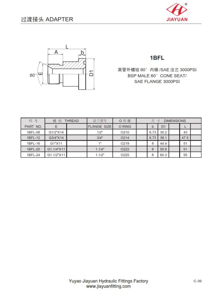 Hydraulisk flange BSP-adapter