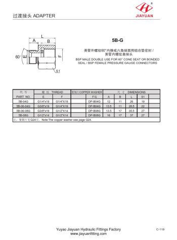 BSP-mandlig kegle BSP-trykmåleradapter